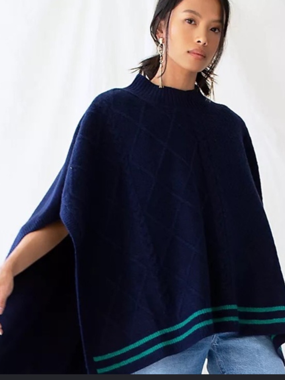 Free People Knit Poncho, Harbor Stripe, NWT